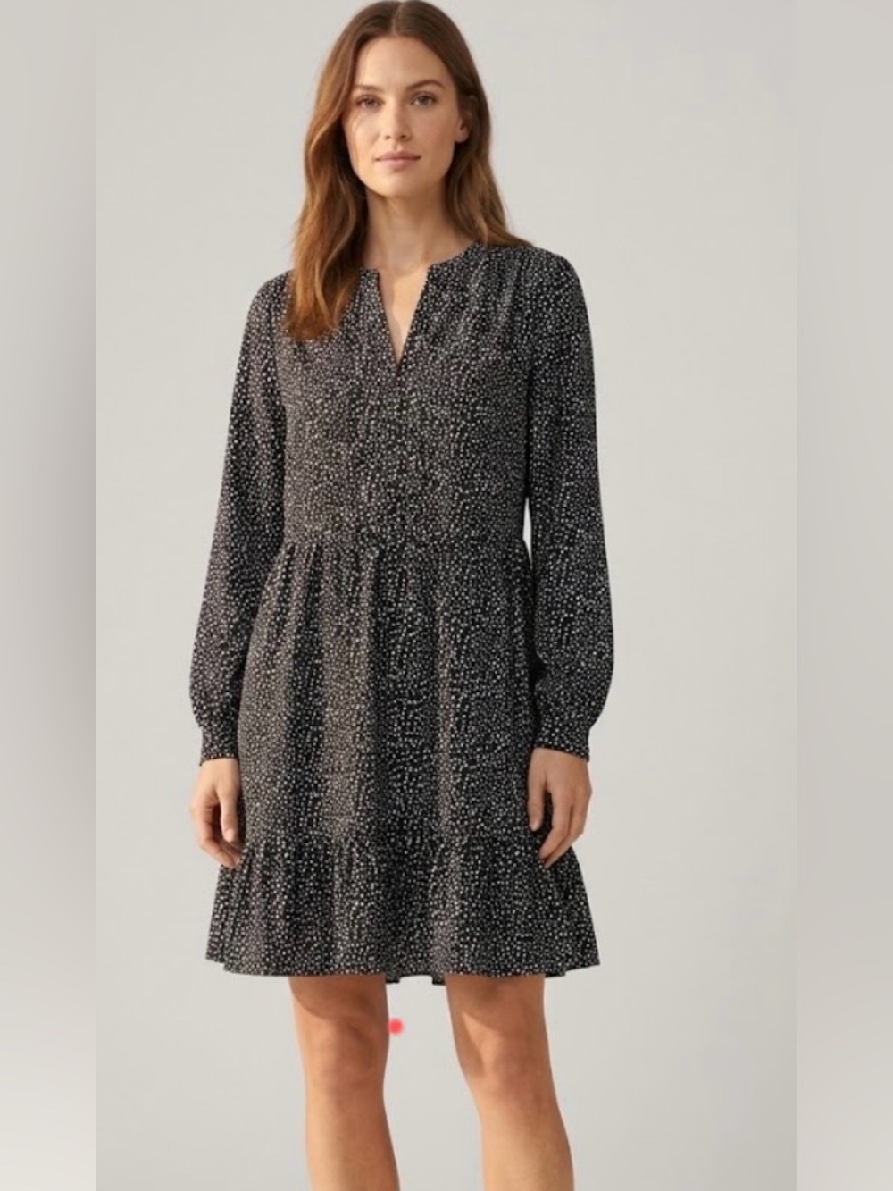 MSK Black Fully Lined Printed Long-Sleeve Knee Length Dress